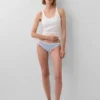 Bikini in cotone biologico elasticizzato con bordi in pizzo