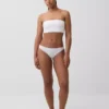 Bikini in cotone biologico elasticizzato con bordi in pizzo