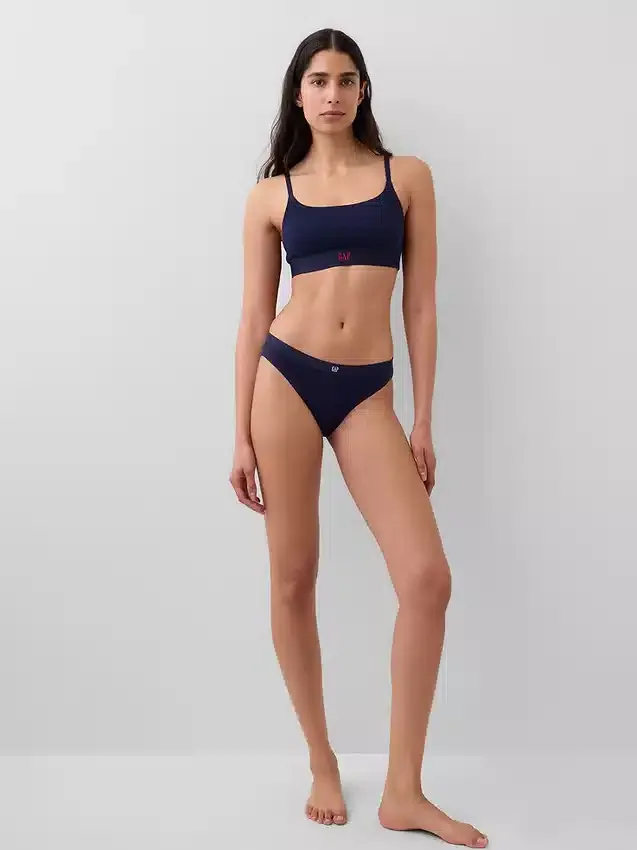Bikini in cotone biologico elasticizzato con logo