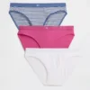 Bikini in cotone elasticizzato biologico con logo (confezione da 3)
