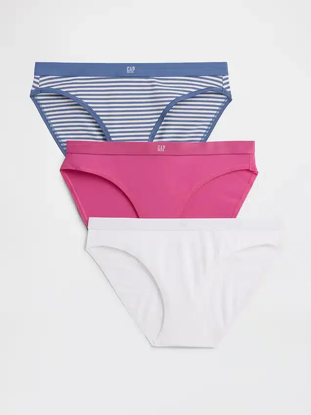 Bikini in cotone elasticizzato biologico con logo (confezione da 3)