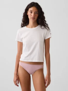 Bikini in morbidissimo cotone biologico elasticizzato con bordi in pizzo