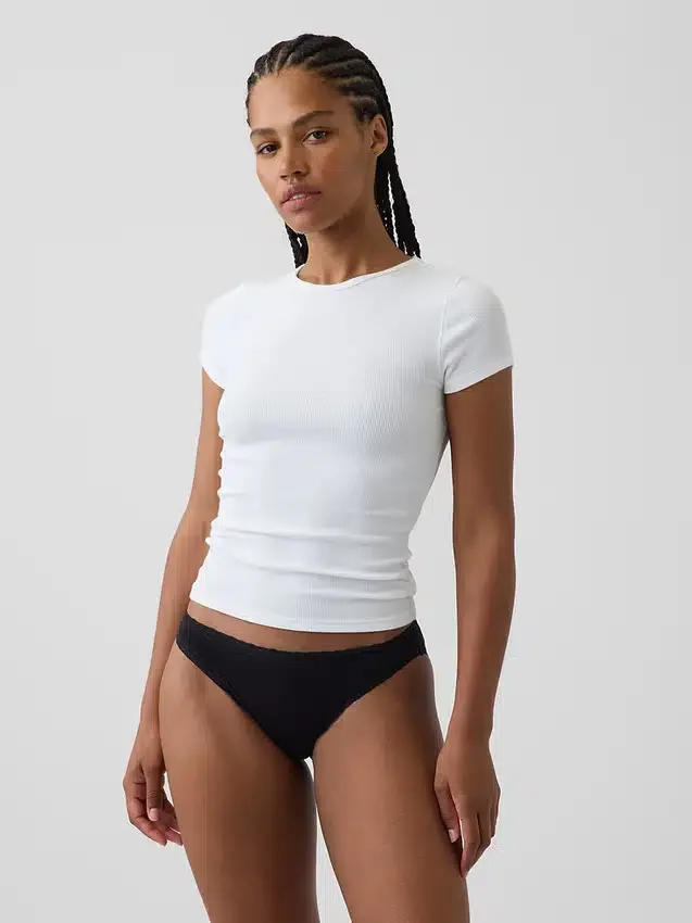 Bikini in morbidissimo cotone biologico elasticizzato con bordi in pizzo