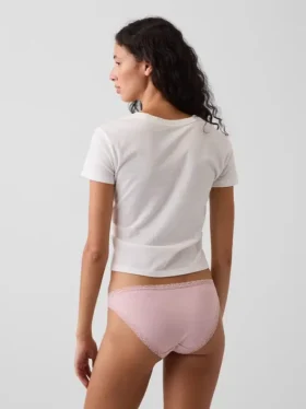 Bikini in morbidissimo cotone biologico elasticizzato con bordi in pizzo