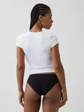 Bikini in morbidissimo cotone biologico elasticizzato con bordi in pizzo