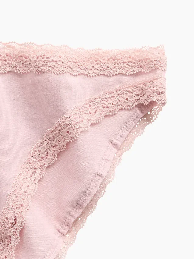 Bikini in morbidissimo cotone biologico elasticizzato con bordi in pizzo