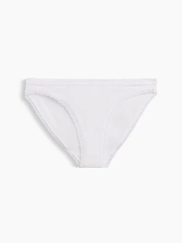 Bikini in morbidissimo cotone biologico elasticizzato con bordi in pizzo