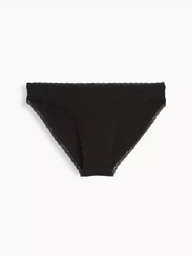 Bikini in morbidissimo cotone biologico elasticizzato con bordi in pizzo