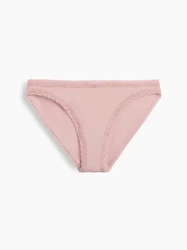 Bikini in morbidissimo cotone biologico elasticizzato con bordi in pizzo