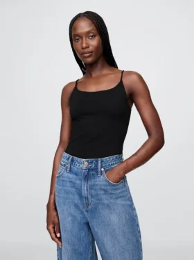 Body a canotta con tanga in maglia fitta