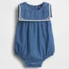 Body a palloncino in denim stile marinaretto per neonati