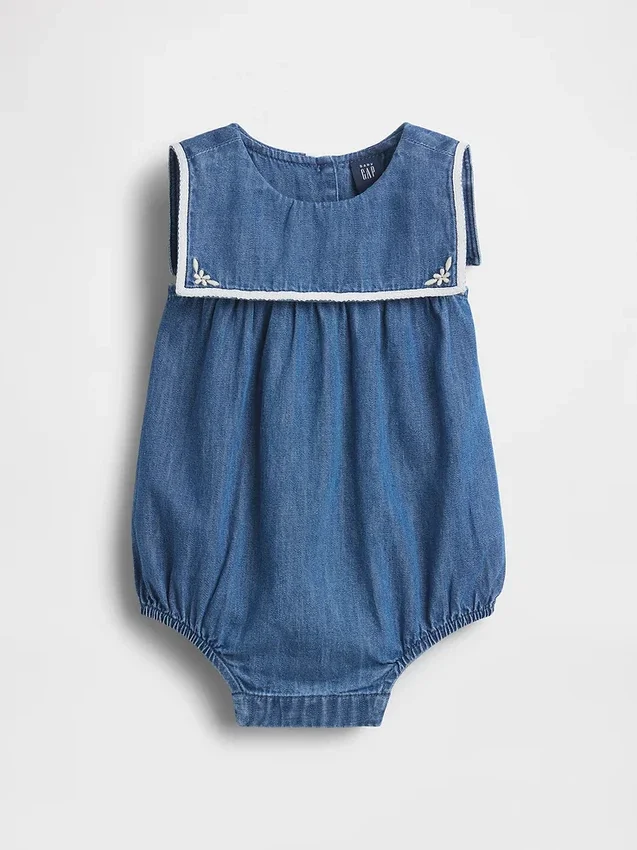 Body a palloncino in denim stile marinaretto per neonati