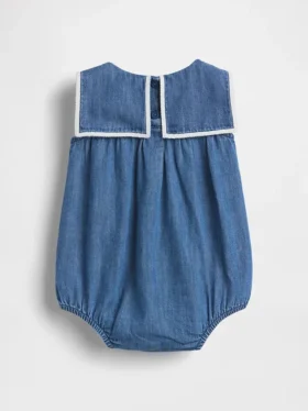 Body a palloncino in denim stile marinaretto per neonati