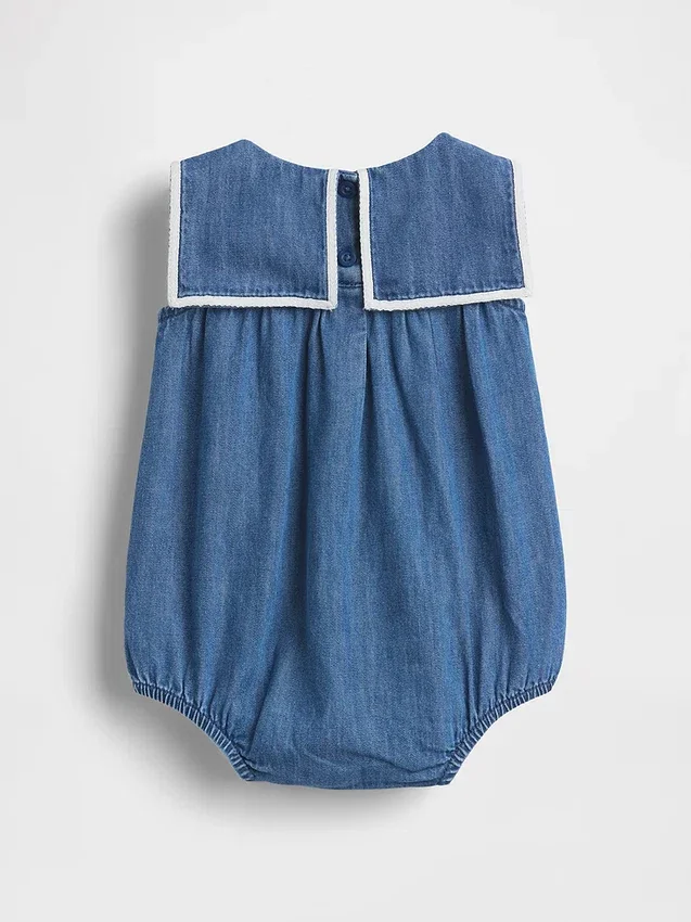 Body a palloncino in denim stile marinaretto per neonati