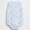 Body Henley con tasca in garza di cotone per neonati