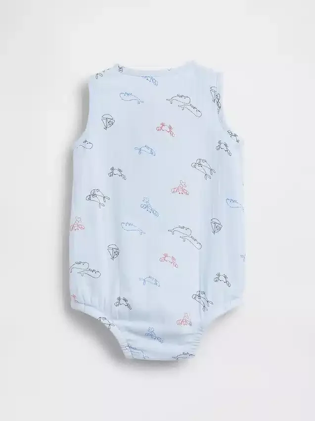 Body Henley con tasca in garza di cotone per neonati