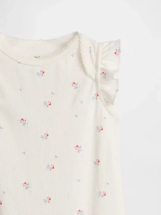 Body in cotone biologico con maniche svolazzanti della linea Baby First Favorites
