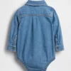 Body in denim con bottoni per neonati