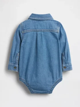 Body in denim con bottoni per neonati