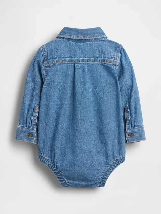 Body in denim con bottoni per neonati