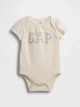 Body per neonati in cotone biologico con logo floreale