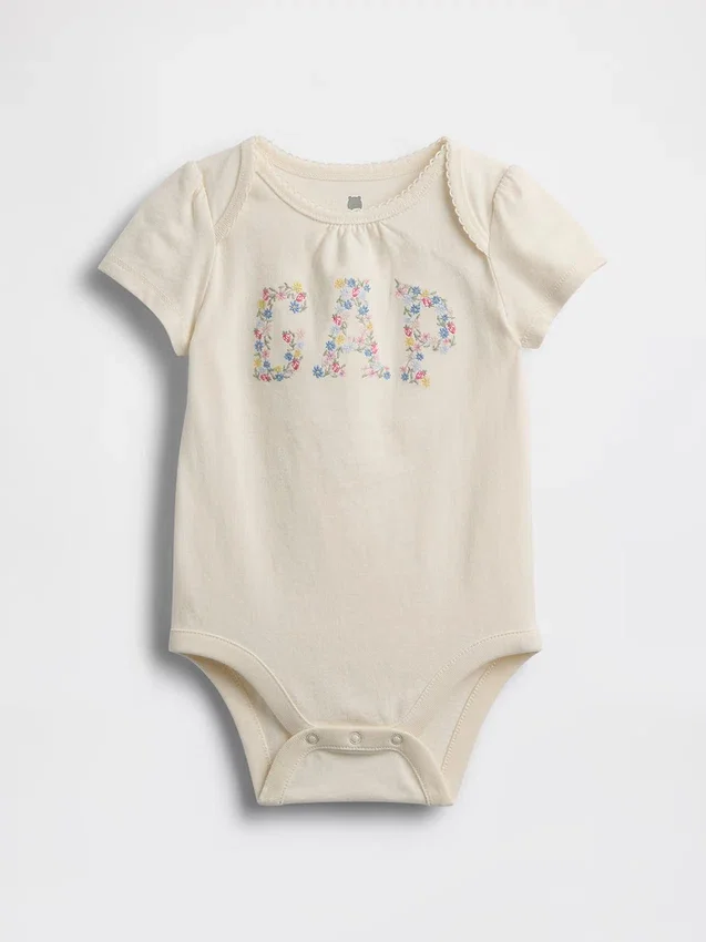 Body per neonati in cotone biologico con logo floreale