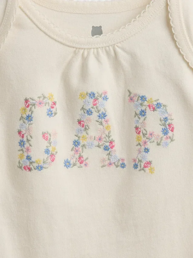 Body per neonati in cotone biologico con logo floreale