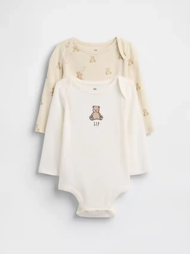 Body per neonati in cotone biologico con orsetto Brannan (confezione da 2)