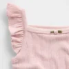 Body senza maniche a costine con motivo a punto traforato