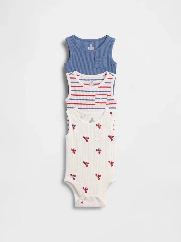 Body senza maniche con taschino Tinyrib "Baby First Favorites" (confezione da 3)