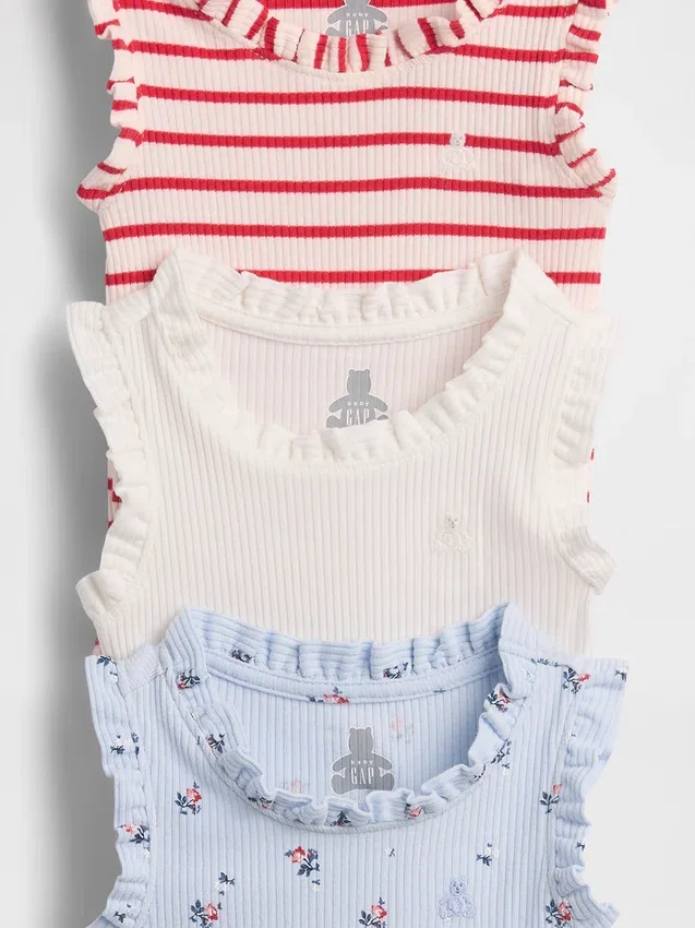 Body senza maniche con volant Tinyrib "Baby First Favorites" (confezione da 3)
