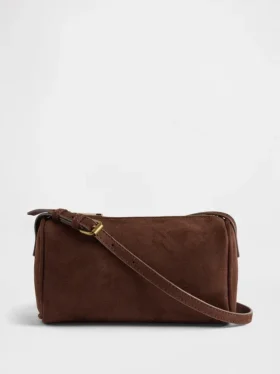 Borsa a botte in pelle scamosciata vegana