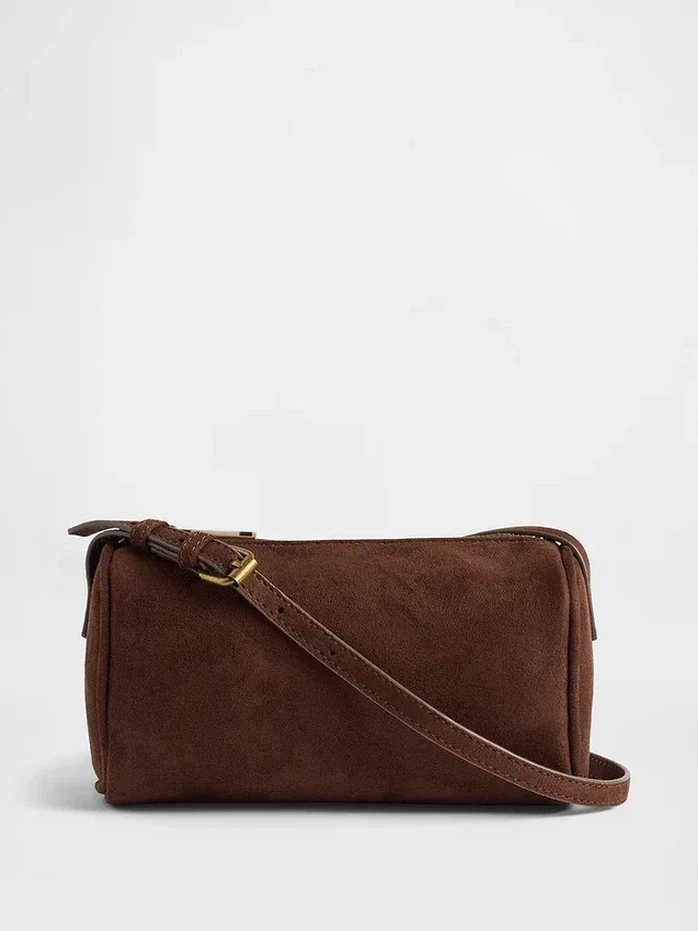 Borsa a botte in pelle scamosciata vegana