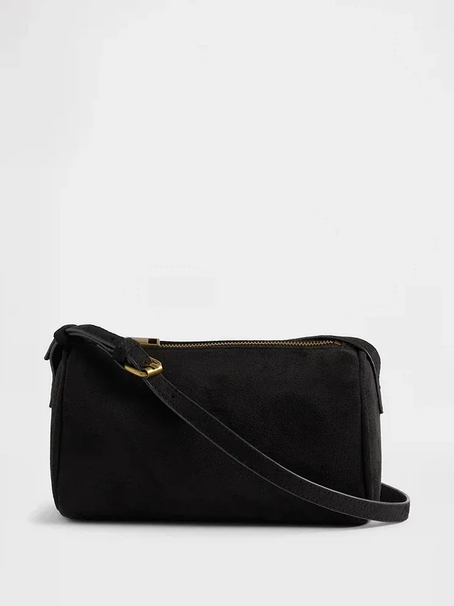 Borsa a botte in pelle scamosciata vegana