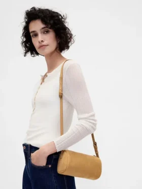 Borsa a botte in pelle scamosciata vegana