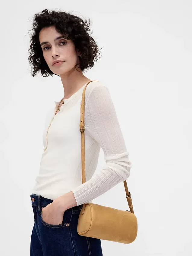 Borsa a botte in pelle scamosciata vegana