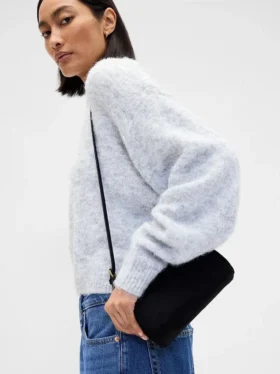 Borsa a botte in pelle scamosciata vegana