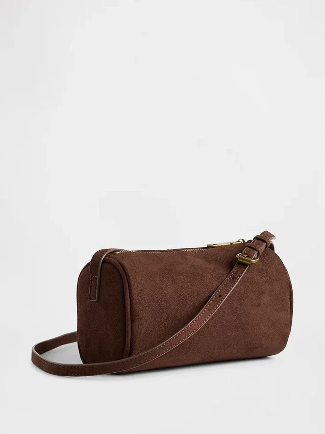 Borsa a botte in pelle scamosciata vegana