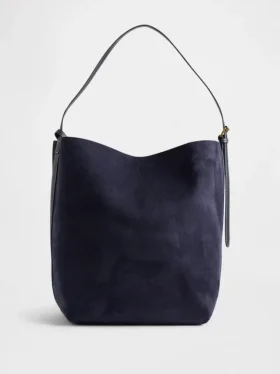 Borsa a secchiello in pelle scamosciata vegana