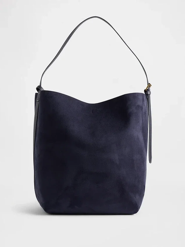 Borsa a secchiello in pelle scamosciata vegana