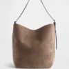 Borsa a secchiello in pelle scamosciata vegana