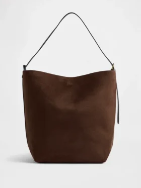 Borsa a secchiello in pelle scamosciata vegana