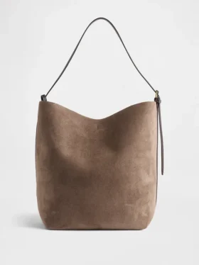 Borsa a secchiello in pelle scamosciata vegana
