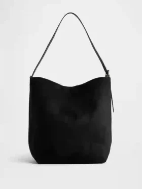 Borsa a secchiello in pelle scamosciata vegana