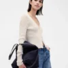 Borsa a secchiello in pelle scamosciata vegana