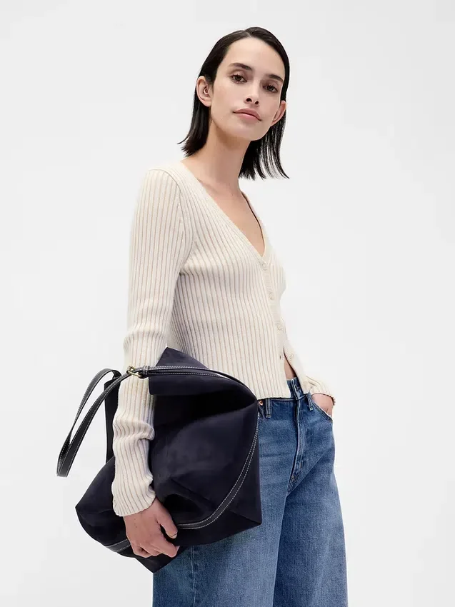 Borsa a secchiello in pelle scamosciata vegana