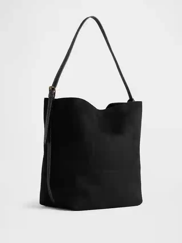 Borsa a secchiello in pelle scamosciata vegana