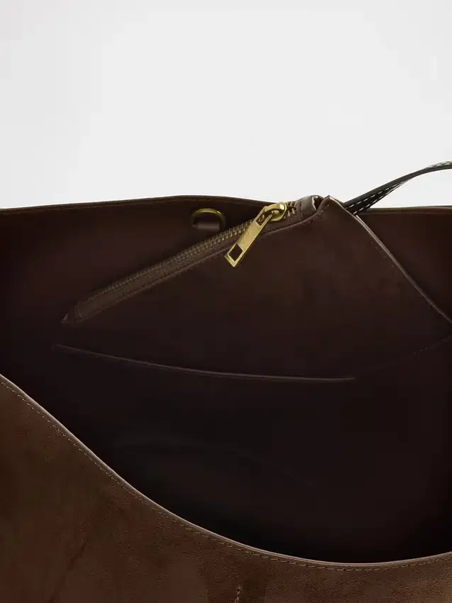 Borsa a secchiello in pelle scamosciata vegana