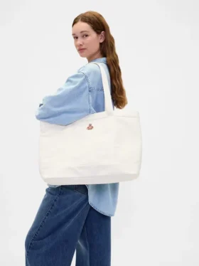 Borsa tote in denim con logo Brannan Bear