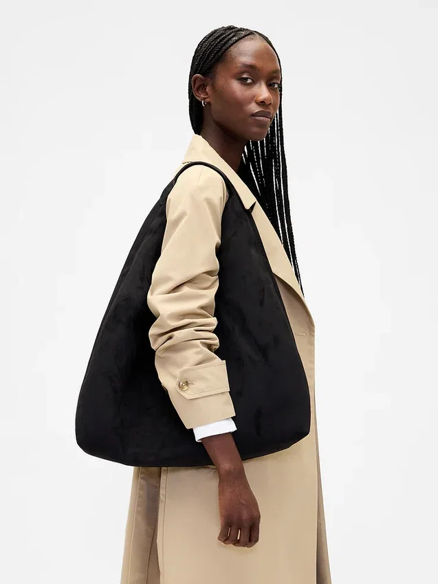 Borsa tote morbida in pelle scamosciata vegana